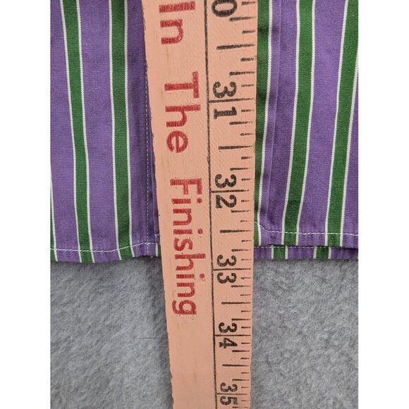 Polo Ralph Lauren Shirt Mens Large Purple Green Striped Regent Classic Fit Dress - Picture 4 of 8